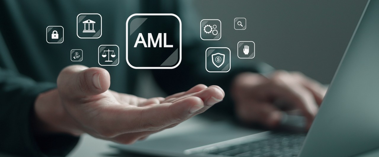AML Anti Money Laundering laptop