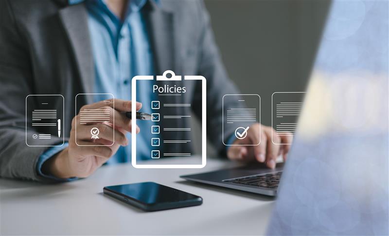 Person working with digital documents to manage their business