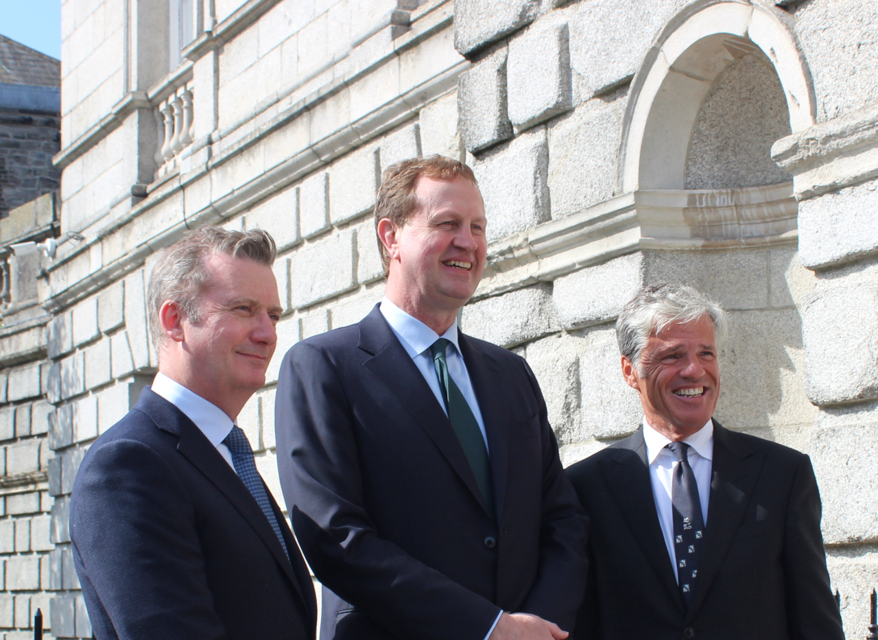 Eamon Harrington with Director General Mark Garrett and Minister for Justice Jim O'Callaghan