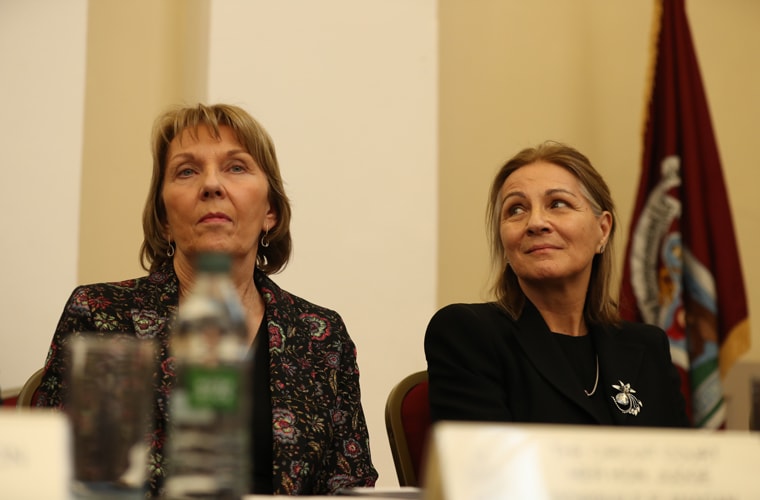 Her Honour Judge Doirbhile Flanagan of the Circuit Court and Her Honour Judge Rosemary Horgan, President of the District Court
