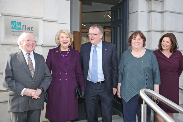 President Michael D Higgins, Sabina Higgins, Peter Ward, Eilis Barry and Julie Herlihy, all of FLAC  