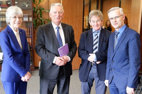Patricia Rickard-Clarke, former LRC Commissioner, Gavin Rolston SC, Justice Declan Budd, former LRC President, and Commissioner Raymond Byrne of LRC