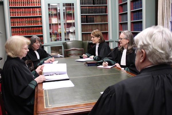 Judges Elizabeth Dunne, Iseult O’Malley, Mary Irvine and Marie Baker with Chief Justice Frank Clarke 
