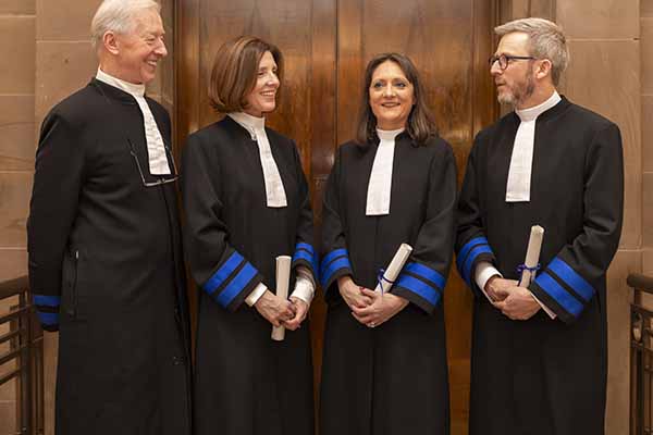 District Court President Judge Paul Kelly with solicitors Catherine Ghent, Áine Clancy BL and Peter White who are now judges of District Court