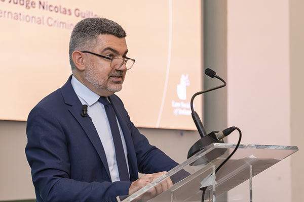 Judge Nicolas Guillou of the International Criminal Court speaks at Law Society seminar.