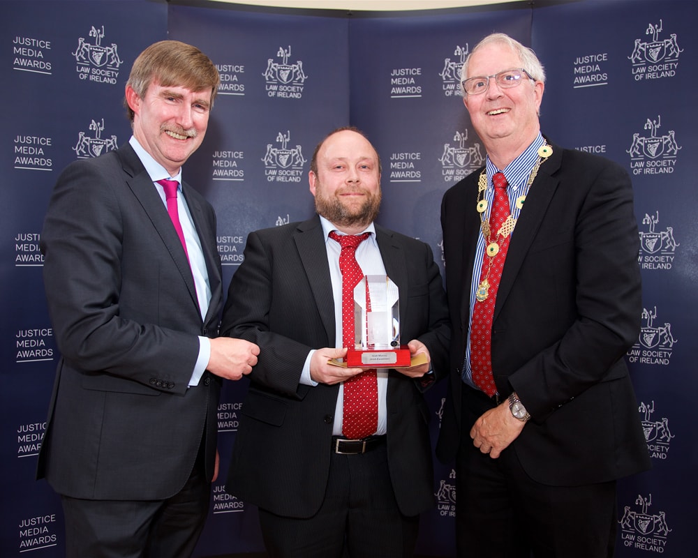 DG Ken Murphy and Law Society President Michael Quinlan with Niall Murray of the Irish Examiner