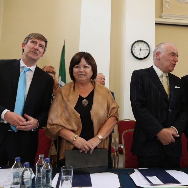 Law Society Director General Ken Murphy and Mr Justice Patrick McCarthy with Mary Harney