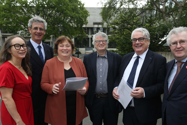 Director of JUSTICE, Andrea Coomber, Justice of the British Supreme Court, Lord Michael Briggs, FLAC's Eilis Barry; Chief Commissioner of the Northern Ireland Human Rights Commission, Les Allamby; Chief Justice Frank Clarke and Attorney General, Séamus Woulfe