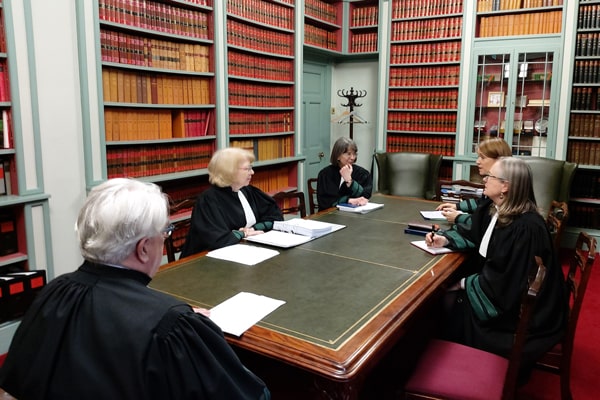 Judges Elizabeth Dunne, Iseult O’Malley, Mary Irvine and Marie Baker with Chief Justice Frank Clarke 