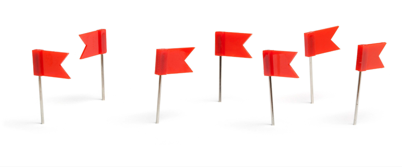 A decorative image showing red flags