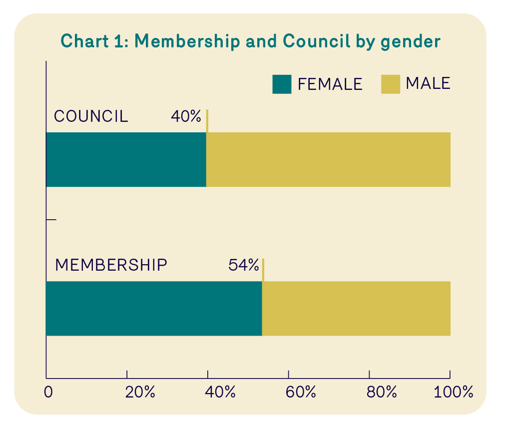 Bar chart depicting the gender balance on the Law Society of Ireland Council