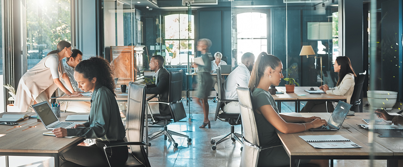 A busy office setting