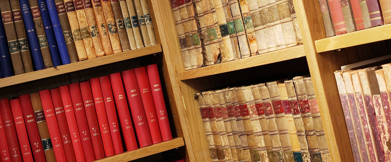 Books on a library shelf