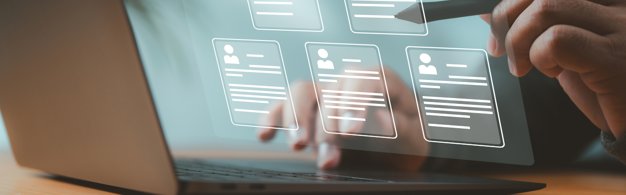 A male hand selecting digital documents