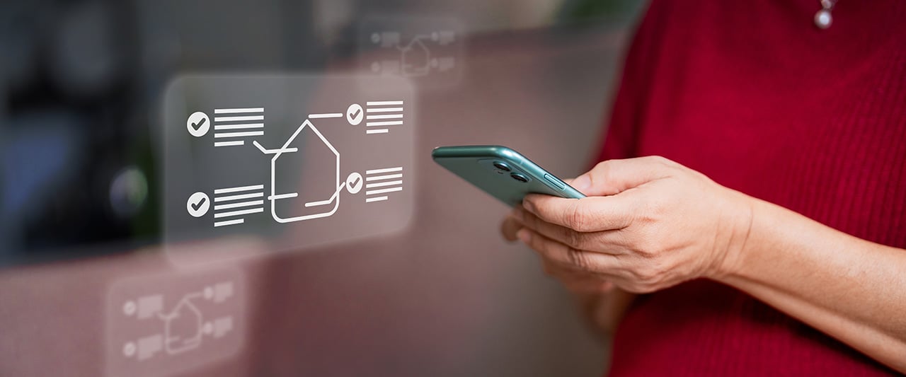 A person viewing digital information regarding a property