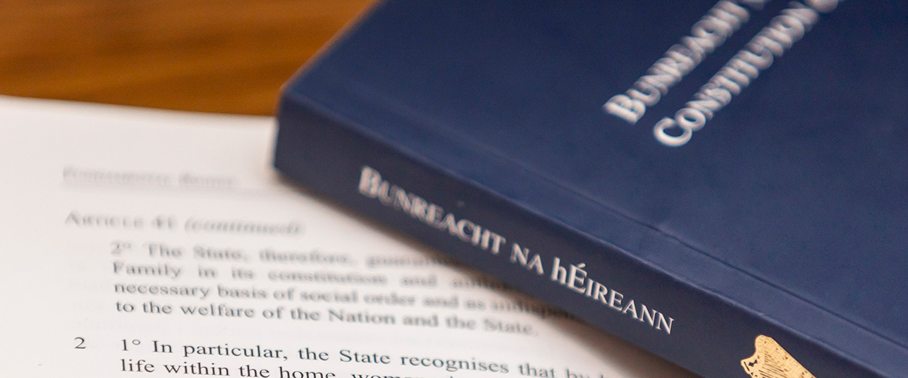 Irish constitution on a desk