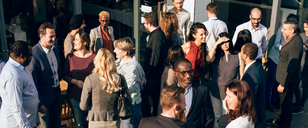 Professionals meeting in a summer time setting