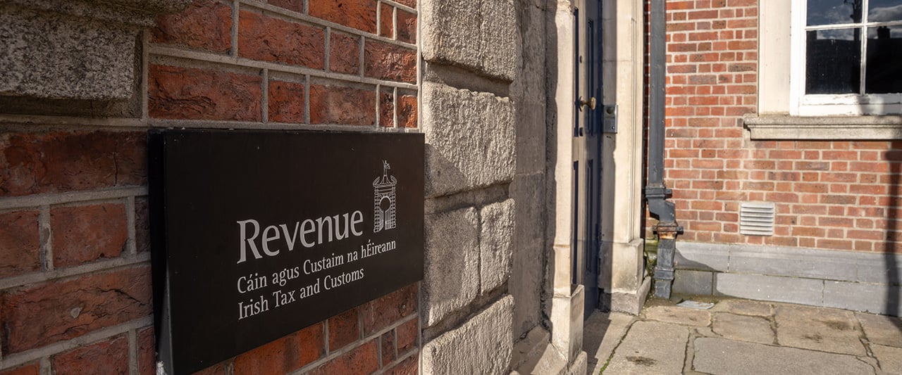 The Revenue logo on a sign outside the Revenue offices in Dublin Castle