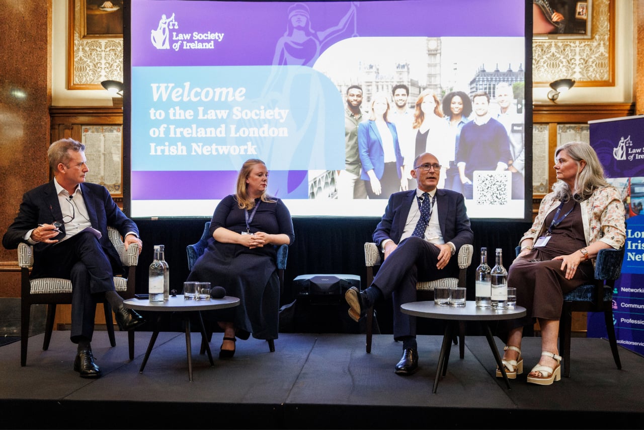An image of the panel, from L to R, Mark Garrett, Máille Brady Bates, Joe Beashel, and Claire Bamber