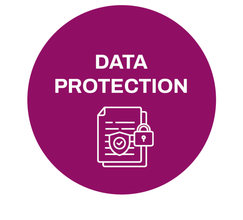 A decorative icon showing data protection