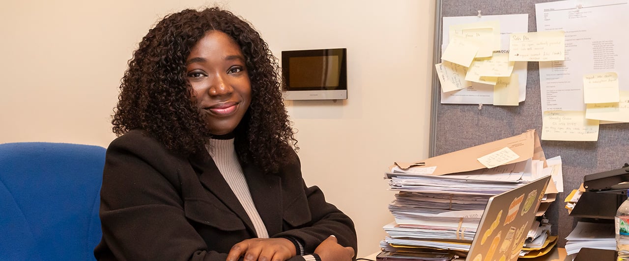 A woman working in a legal office